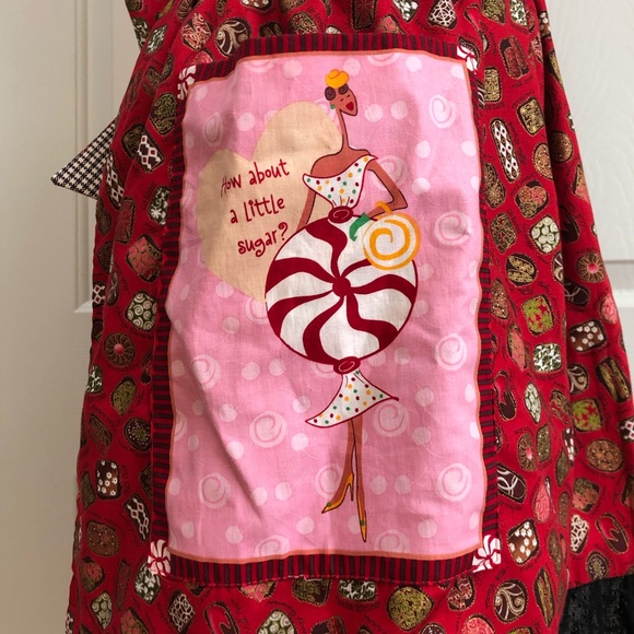 NEW Pinafore Apron Hostess Novelty Reversible Cottage Core Custom Made Sz L - Picture 3 of 16